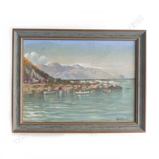 J D PERRETT, ISLAND BAY, WTN, OIL ON BOARD, 180 x 250mm