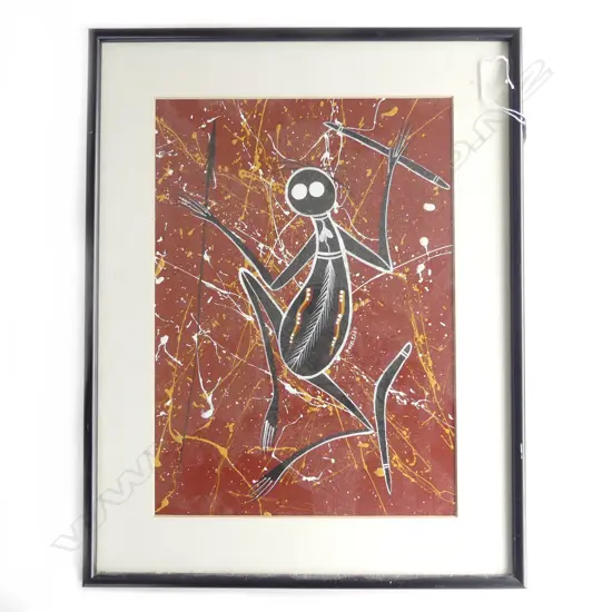 Peter Mulcahy (Mu-raay Djeripi) ABORIGINAL ARTIST ACRYLIC PAINTING ANCESTRAL FIGURE 345 X 245mm