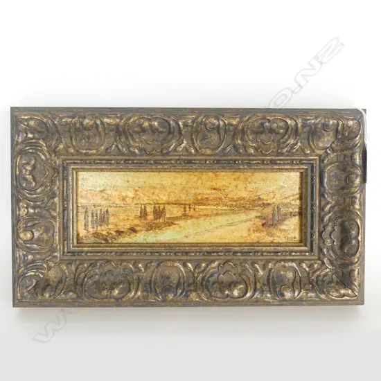 CHRIS BONE 'TUKI TUKI RIVER AT PATANGATA' OIL ON BOARD '06 65x210mm