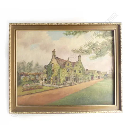 F WIPPELL ? early 20thC OIL ON CANVAS Historic House w tennis court 330 x 430mm