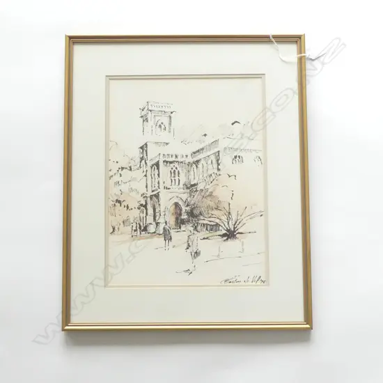 GASTON DE VEL (1924-2010) AUCKLAND HIGH COURT, WC '75 365x275mm