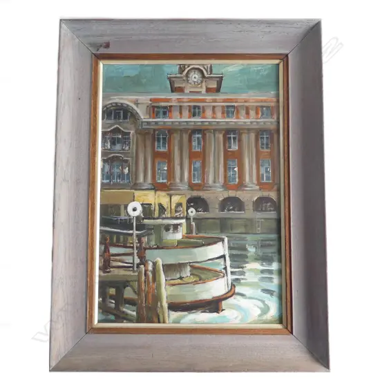JOCYLYN DYE OIL ON BOARD 'FERRY BUILDINGS AUCKLAND'