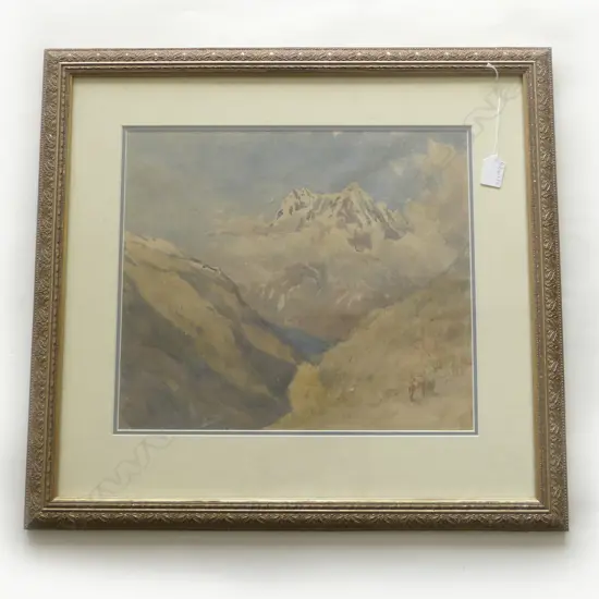 ATTRIBUTED JULIUS VON HAAST (1822-87) MOUNTAINOUS LANDSCAPE WC, 345x390mm MINOR FAULTS