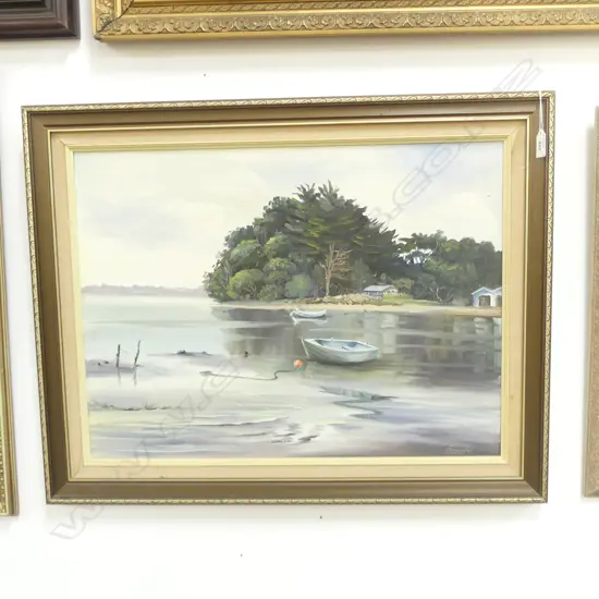 ELEANORE FILE OIL PAINTING 'BEACH NORTH AUCKLAND' signed 440 x 590mm