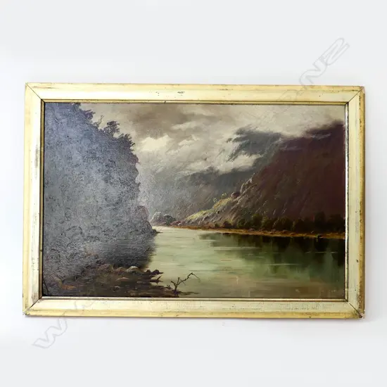 E. W. CHRISTMAS, COLONIAL LANDSCAPE, OIL ON BOARD 320x500mm