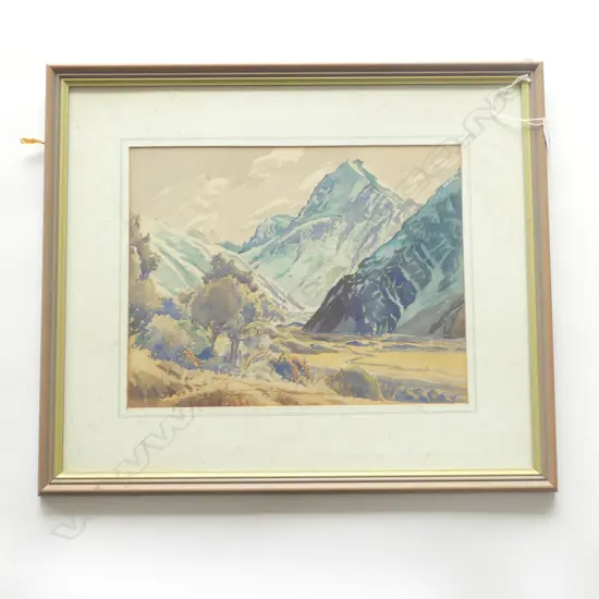 REG WAGHORN W/C 'MORNING LIGHT MOUNT COOK'  signed & dated 1947 270 X 345mm