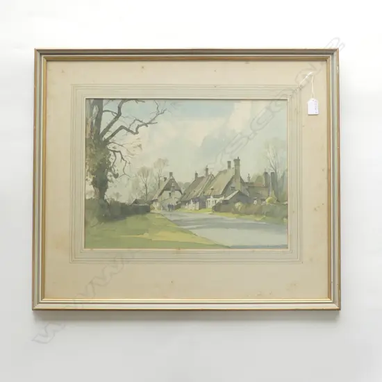 HAMMERTON watercolour THATCHED HOUSES (NORFOLK) SIGNED indistinctly 335 x 460mm