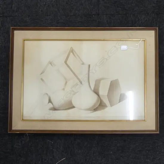 ARTIST UNKOWN  'LIGHT & GLOOM' CHARCOAL & INK STILL LIFE DRAWING STUDY, 1959 445x685mm