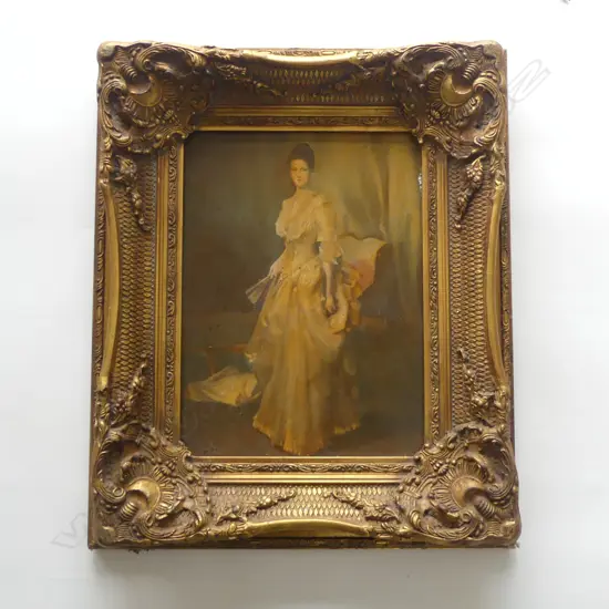 VINTAGE PORTRAIT PRINT IN ORNATE GILT FRAME 390x285mm