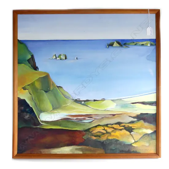 BARBARA KYURT ? OIL COASTAL LANDSCAPE signed & dated 1975. 595 x 595mm