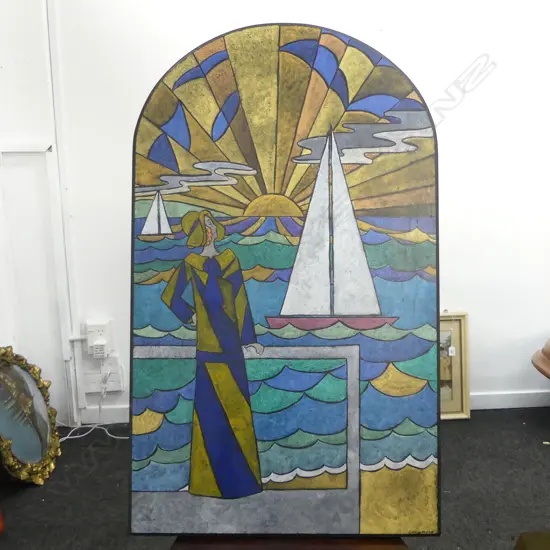 SIGNED DECO STYLE ARTWORK, ACRYLIC ON BOARD 750x450mm