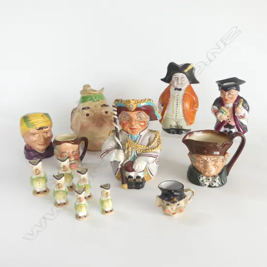 FOURTEEN ASST. CHARACTER AND TOBY JUGS - ONE DOULTON AND SOME PUNCH MINIS