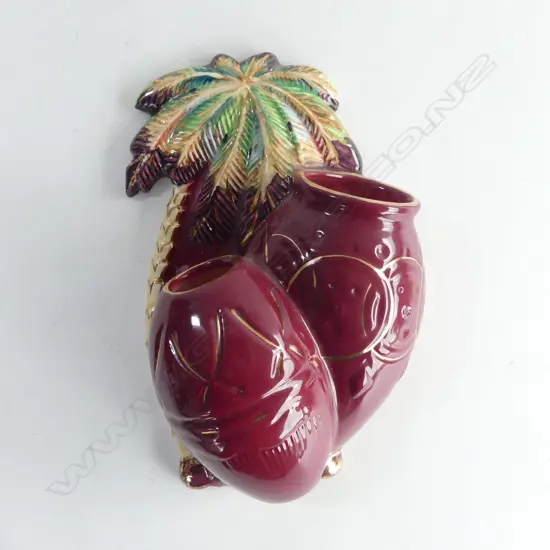 BESWICK MAUVE PALMTREE WALL POCKET 1063. H. 240mm