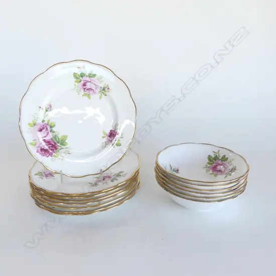 8 ROYAL ALBERT AMERICAN BEAUTY LUNCHEON PLATES 205mm dia + 6 BOWLS 160mm dia
