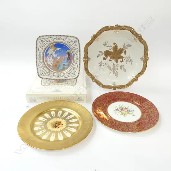 4 CABINET PLATES; AYNSLEY ORCHARD GOLD 270mm dia, ARZBERG 300mm dia ETC