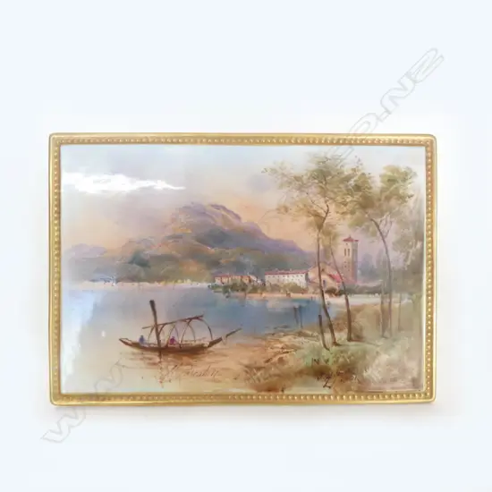 HANDPAINTED FREESTANDING ROYAL DOULTON PORCELAIN PLAQUE DEPICTS ITALIAN SCENE, SIGNED 'M PESCATORE" ? & "J.H.PLANK"?. 23