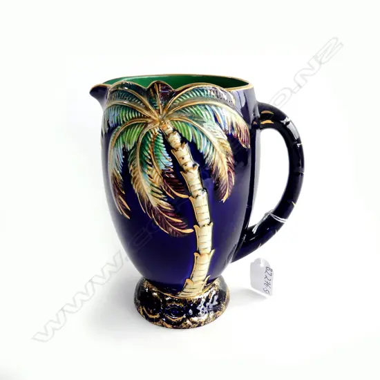 BESWICK CERULIAN BLUE PALMTREE JUG 1074 190mm