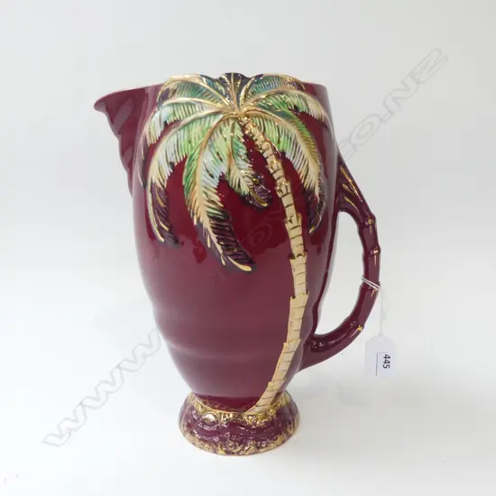 LGE BESWICK MAUVE PALMTREE JUG 1067. H. 280mm