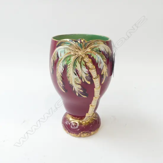 BESWICK MAUVE PALMTREE VASE 1072, SLIGHT NICK TO RIM H.155