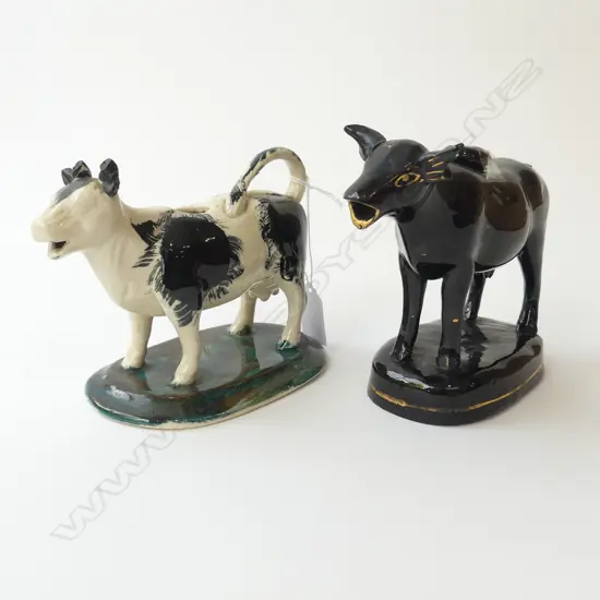 TWO EARLY VICTORIAN COW CREAMERS A/F L.160MM