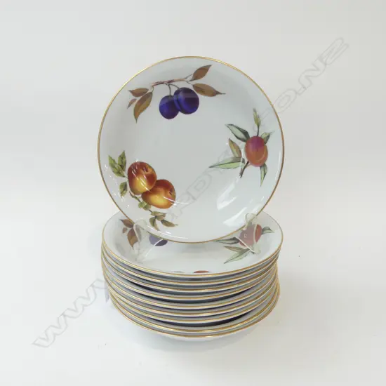10 ROYAL WORCESTER EVESHAM BOWLS 210mm dia + 6 COLOURED GLASSES H.180mm