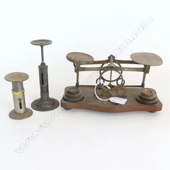3 ANTIQUE POST SCALES; LETTER BALANCES H.145,85mm