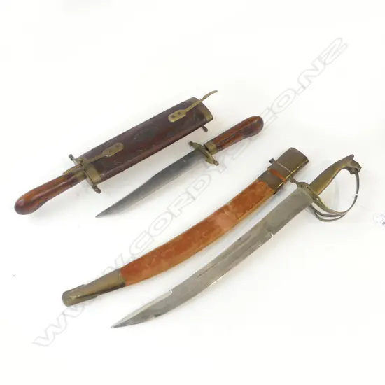 2 VINTAGE KNIVES w. SCABBARDS L.540mm