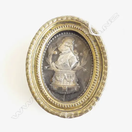 1787 FRENCH SILVER MINI GENT PLAQUE BUST in gilt frame H.98mm.probably of the period late 18thC