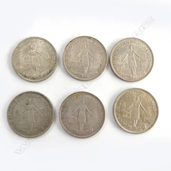 6 NZ 1940 CENTENIAL HALF CROWNS