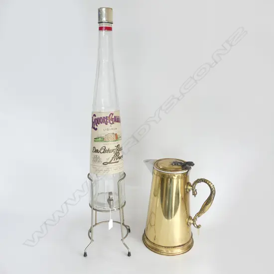 TALL ITALIAN LIQUOR BOTTLE H.850mm + LG BRASS JUG H.350mm