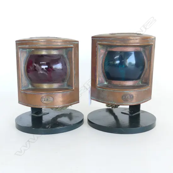 PR VINTAGE COPPER S.W.M.F SHIP LANTERNS; PORT & STARBOARD H.165mm