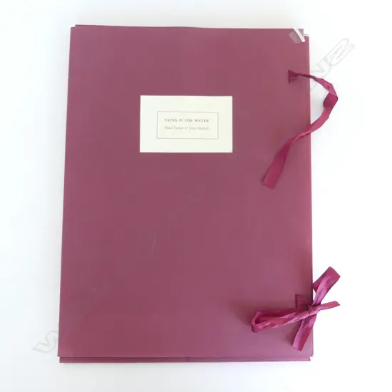 RED CARD FOLDER; BRIAN TURNER POEM 'FACES IN THE WATER' + 5 JOHN MITCHELL WOODCUTS 50/60