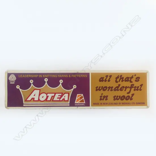 VINTAGE TIN ENAMEL SIGN - AOTEA WOOL 200x760mm