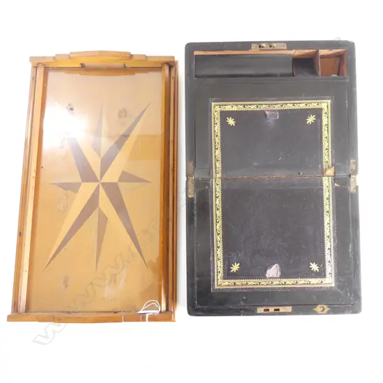 VICT ROSEWOOD WRITING SLOPE & NZ WOODS TRAY L500MM