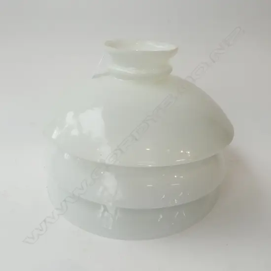 THREE VINTAGE MILK GLASS LIGHT SHADES D.30CM