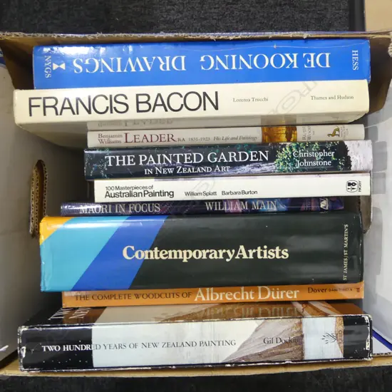 BOX LOT REF ART BOOKS 200 YEARS NZ PAINTING  FRANCIS BACON CONTEMPORY ARTISTS DE KOONING DRAWINGS ETC