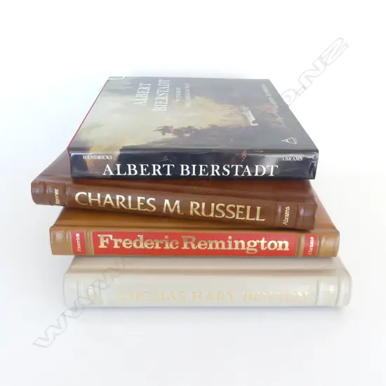 4 ART BOOKS; REMINGTON, CHARLES RUSSELL, T. H. BENTON, ALBERT BIERSTADT