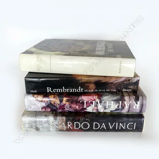 4 ART REF. BOOKS; REMBRANDT, MICHELANGELO, DA VINCI, RAPHAEL