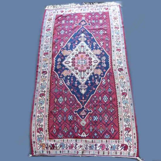(18) QUALITY LGE KELIM RUG geometric & florals 2480 x 1450mm