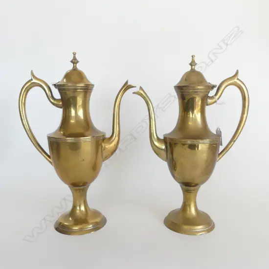 PR LARGE LIDDED BRASS COFFEE POTS