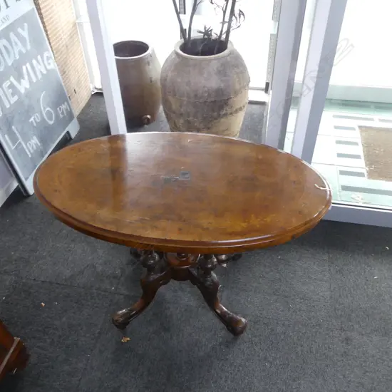 VICTORIAN OVAL INLAID LOO TABLE 1060x610x700mm