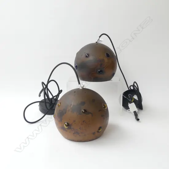 2 VINTAGE 1960s NANNY STILL MCKINNEY FOR RAAK  PENDANT LIGHTS - FAULTS H.140mm, 180mm dia