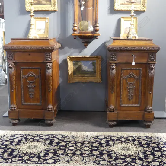 PR ANTIQUE CARVED MAHOGANY CUPBOARDS 640x690x1140mm