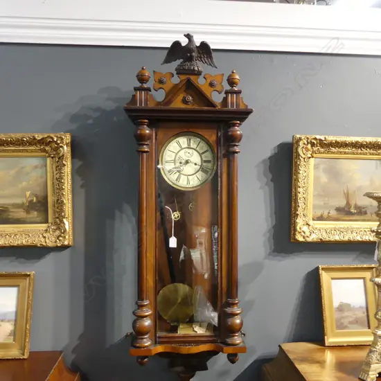 19thC MAHOGANY WALL CLOCK H.1200mm