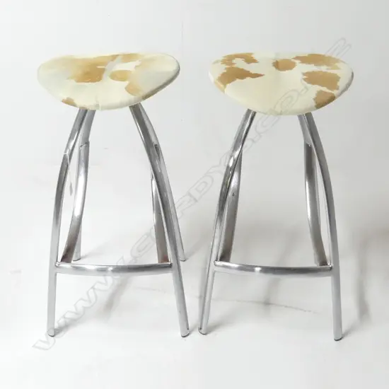 PR CHROME & COW HIDE BAR STOOLS