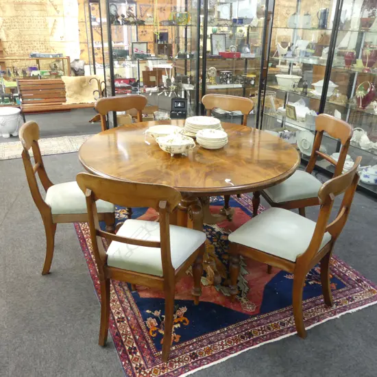 VICTORIAN MAHOGANY CIRCULAR DINING TABLE 1360mm dia & 6 CHAIRS