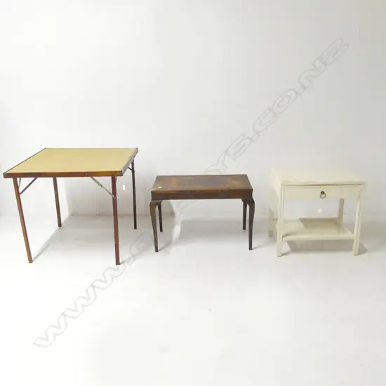 3 PCES FURNITURE; FOLDING CARD TABLE 735x735mm + 2 SIDE TABLES AF