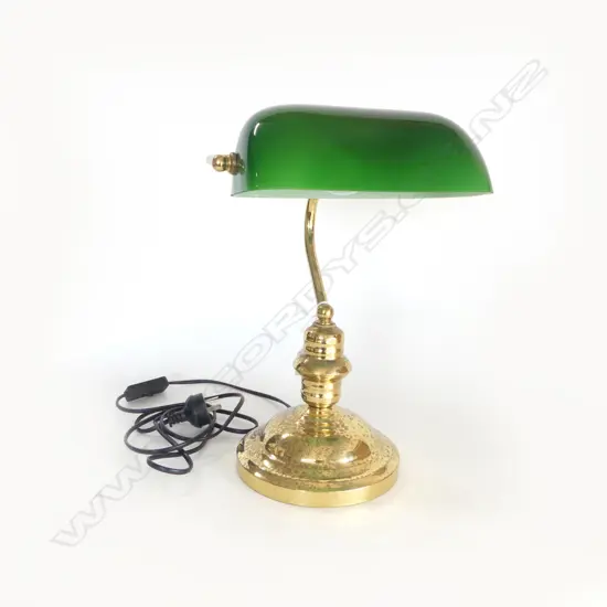BANKERS LAMP - GREEN GLASS SHADE H.370mm