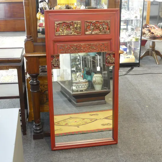 CHINESE RED PAINTED MIRROR 1180x600mm