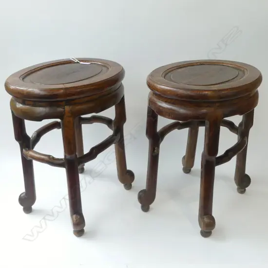 PR ORIENTAL WOODEN STOOLS (1 STRETCHER MISSING) 415x330x485mm
